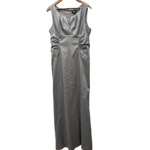 Adrianna Papell Womens Size 16 Gray Ruched Long Sleeveless Evening Dress‎ Gown